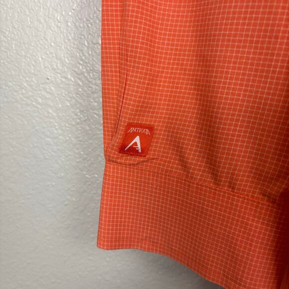 Antigua Orange and White Plaid OSU Size XL Men’s Long Sleeved Dress Shirt - Picture 5 of 11